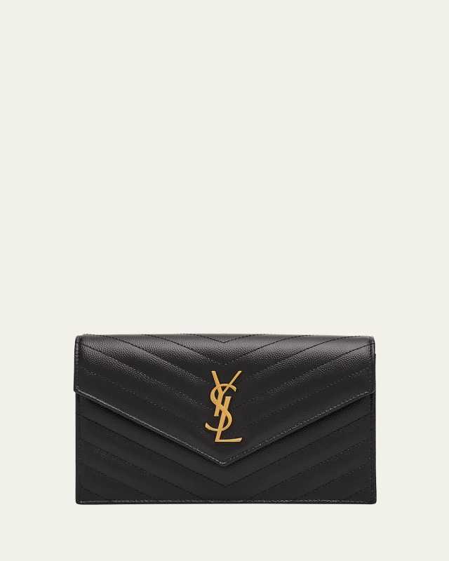 Small YSL Wallet on Chain in Grain Leather